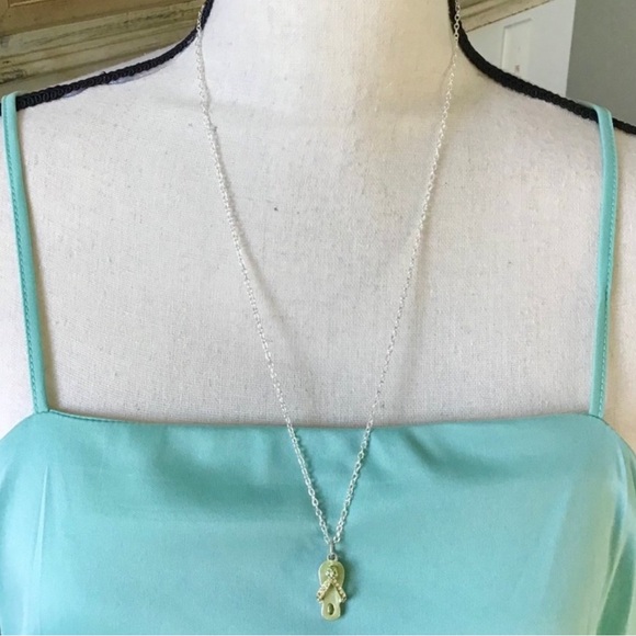 American Buddha Seafoam & White Babydoll Coverup Dress With Flip Flop Necklace - Picture 5 of 7